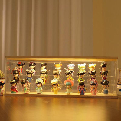 Display Case for Collectibles Acrylic Display Box Wooden Showcase