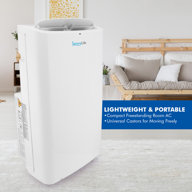 SereneLife 14,000 BTU White Portable Air Conditioner with Remote