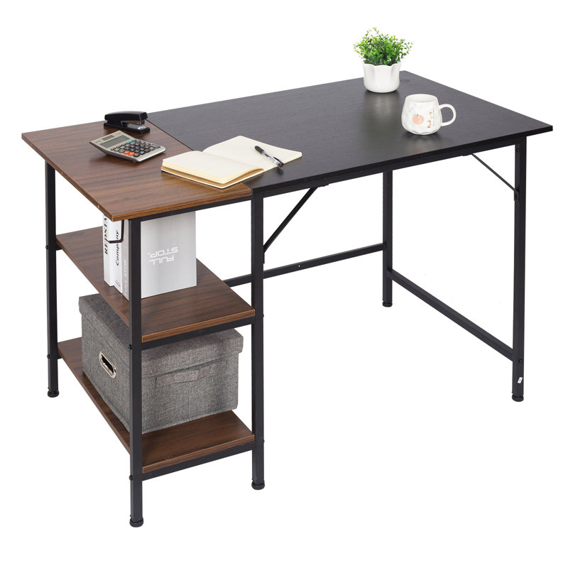 Sarafina Metal Base Writing Desk, Brown/Black, 39.13" H x 47.24" W x 23.62" D
