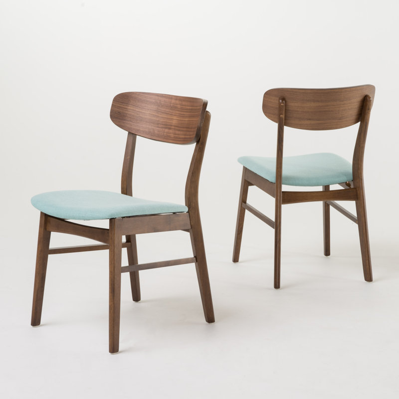 Chaise d'appoint en bois massif Barros, Menthe, Noyer
