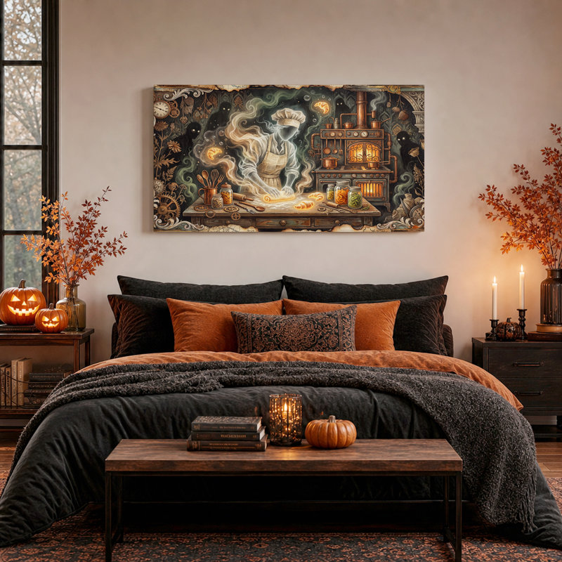 Art mural sur toile, "Ghostly Baker", 58“W x 28”H