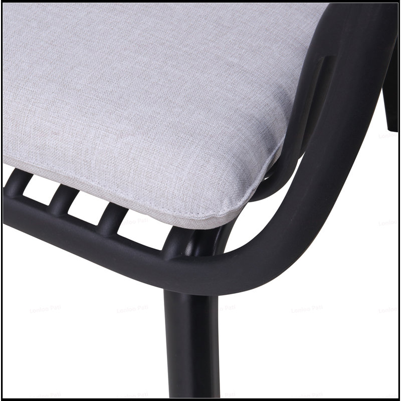 Huron Outdoor PP Club Chair, Set Of 2, Durable And Weather-Resistant For Modern Outdoor Living, Black, Light Gray