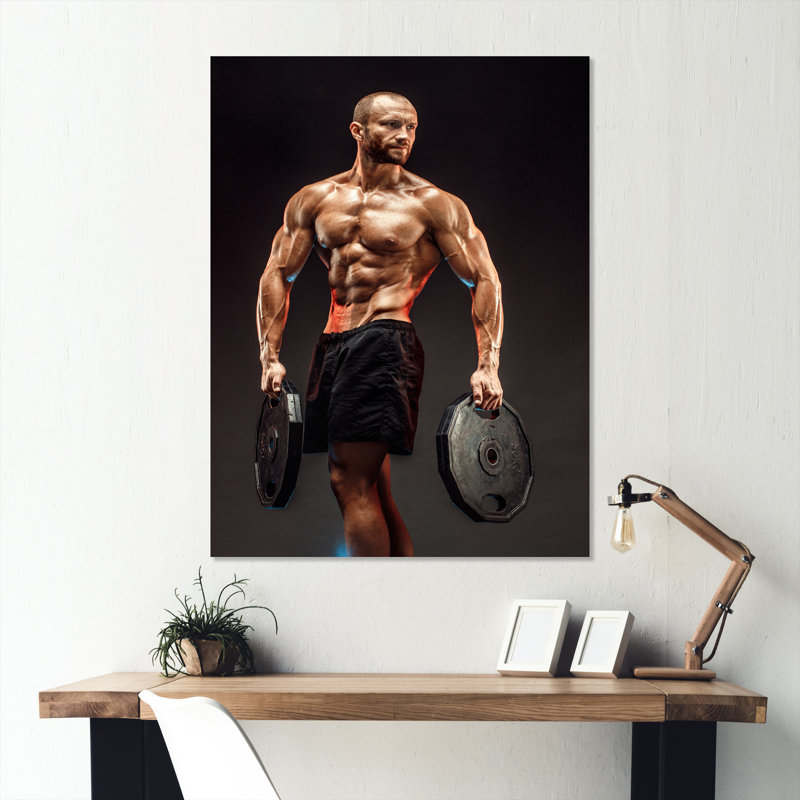 Powerlifting Man Flex II - Art mural en métal haltérophile, salon, H 20 po x l 12 po x P 1 po