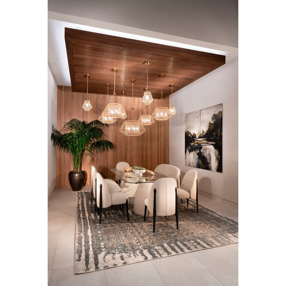 Single Light Jute Dimmable Pendant