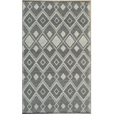 Black Handwoven Wool Diamond Gridlock Geometric Modern Contemporary Carpet Rug