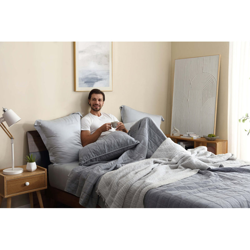 Stonewashed Lyocell Quilt, King Quilt, Coal
