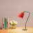 Scandinavian Style Table Lamp, Red Iron Body with Hornbeam Base, 5.5 in Diameter x 20.5 in Height | E27 Socket, Max 40W | 78.7 in Cable Length, IP20 Rated | Modern Solid Color Design for Home Decor & Ambient Lighting-1099775614