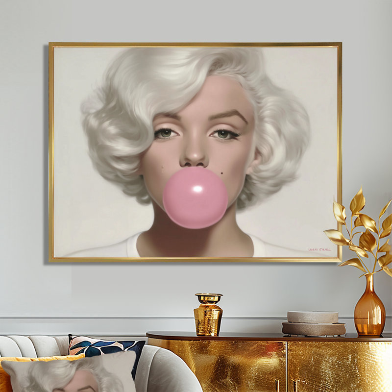 Impression sur toile Marilyn Pop Art Portrait - célébrité, H 24 po x l 32 po, Cadre flottant, Doré