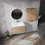 Meuble-lavabo mural avec lavabo et armoire latérale, portes à fermeture douce, surface en mélamine résistante aux égratignures, solution de rangement spacieuse