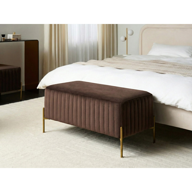 Benzant Velvet Upholstered Bench, Brown