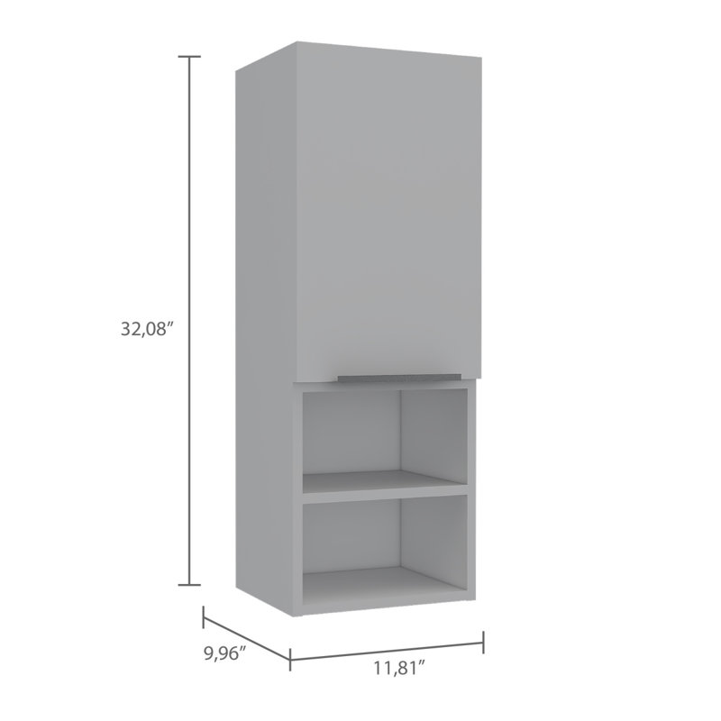 Mila Bathroom Cabinet, Two Internal Shelves, Two External Shelves, Single Door -White, White
