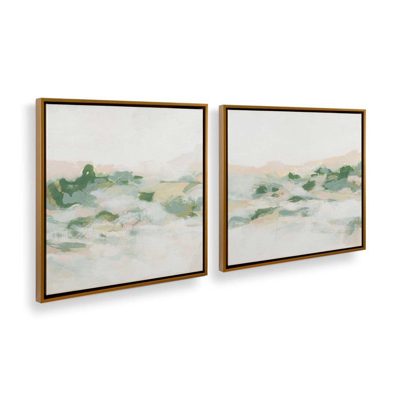 Ensemble de 2 pastel sauvage, Cadre flottant or poli, H 13 po x l 26 po