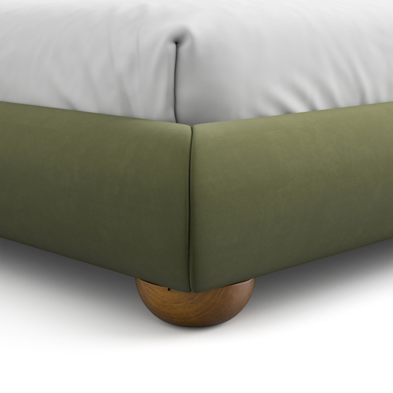 Mirelle Camel Headboard Platform Bed, King, Green