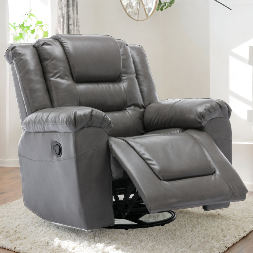 Latitude Run® 360° Pu Swivel Rocking Recliner Chair With Wide Armrests ...