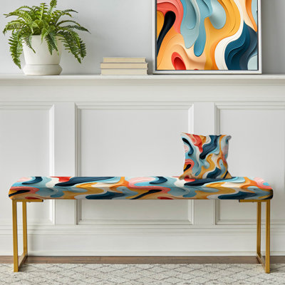 Eclectic Upholstered Gold Bench