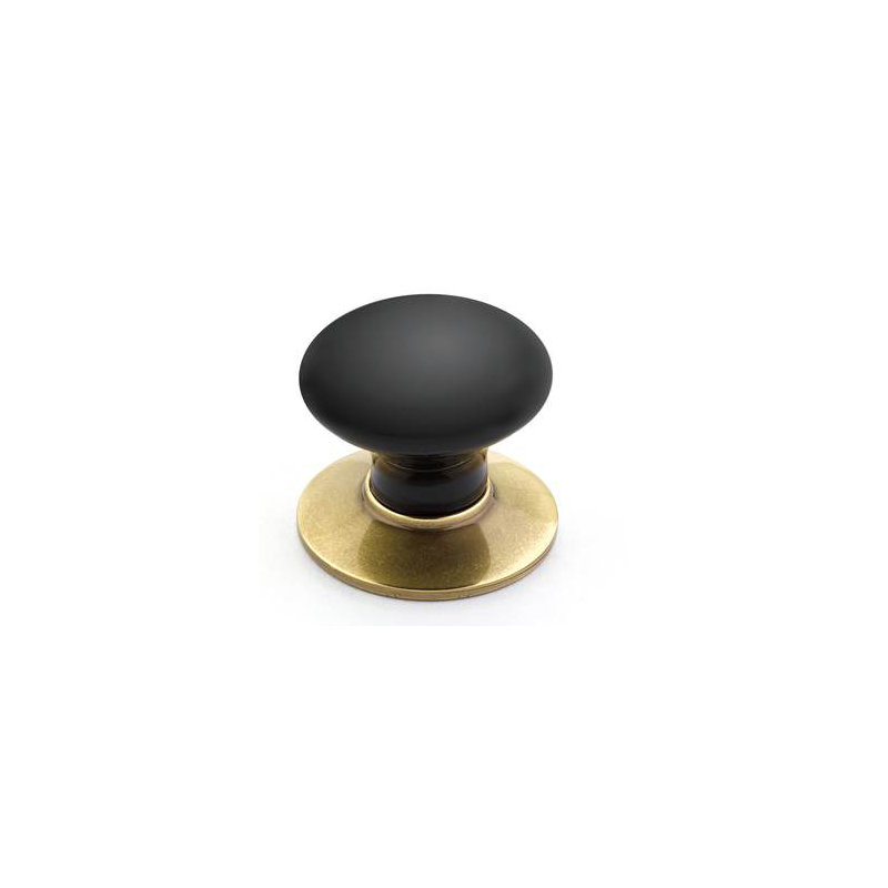 Mushroom Knob, 1.75" H x 1.5" W x 1.75" D, Ebony/French Antique