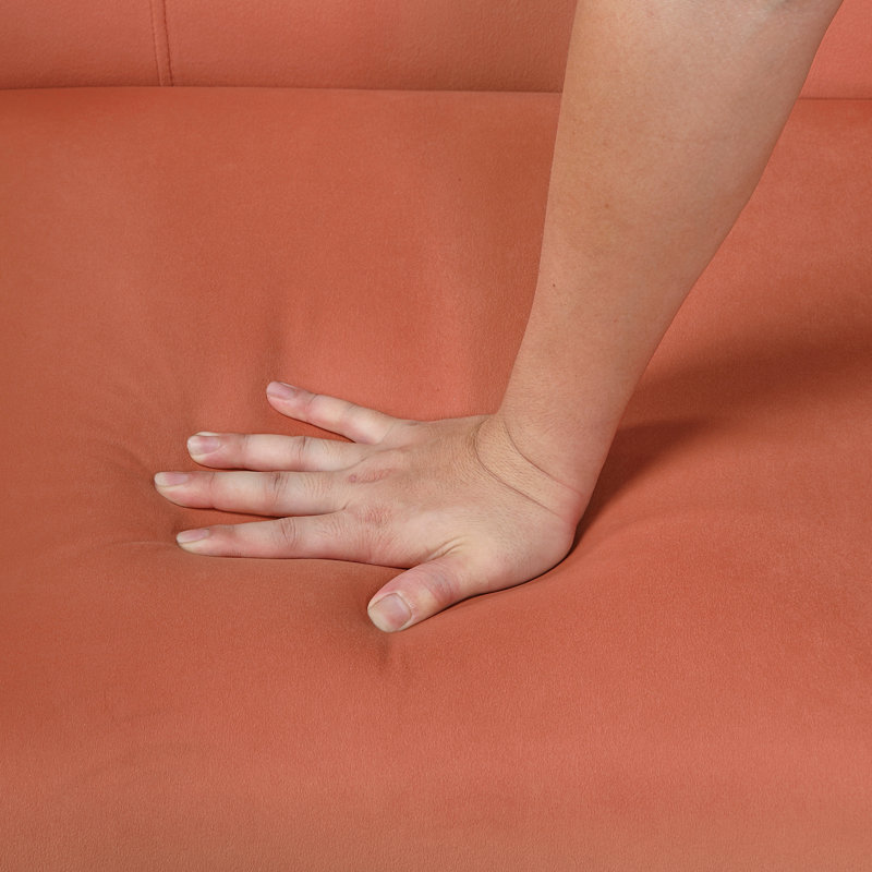 Siège contemporain orange, contenu à 100%, hauteur des pieds 8,5 po, poids de 47 lb, fauteuil de 1 pièce, pieds en bois massif, profondeur de siège de 22 po