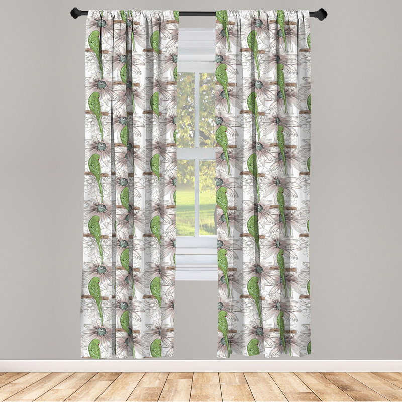 Bird Semi-Sheer Rod Pocket Curtain Panels, 28" x 84"