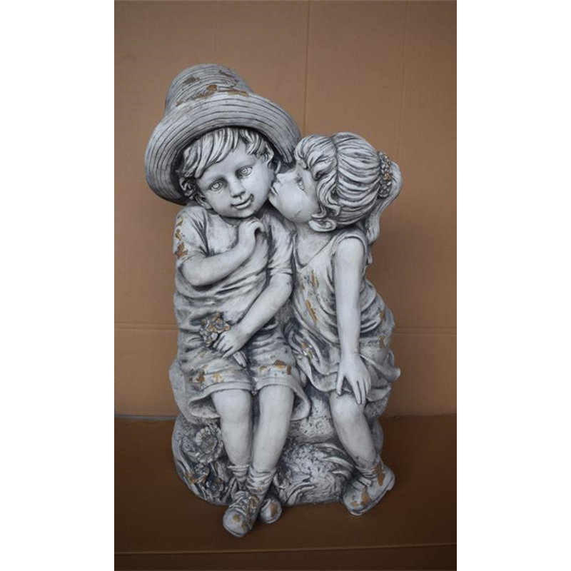 Statue garçon et fille Sweet Country, gris