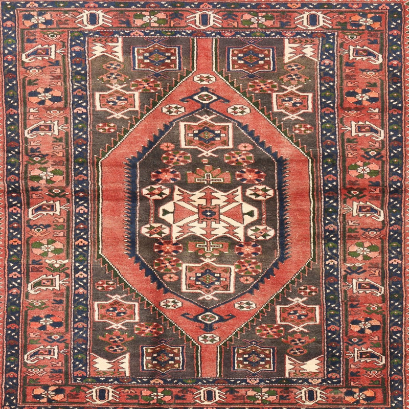 Tapis rouge à motif sud-ouest, Carré 7 pi