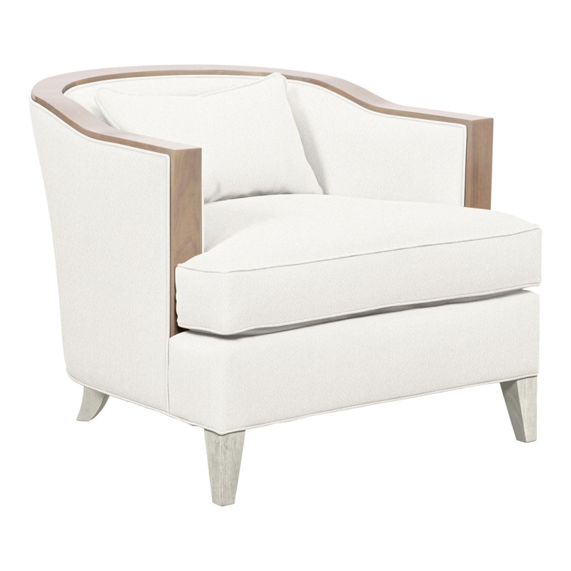 Thom Filicia Home Upholstered Barrel Chair, Kennelly Snow Polyester Blend, Navajo