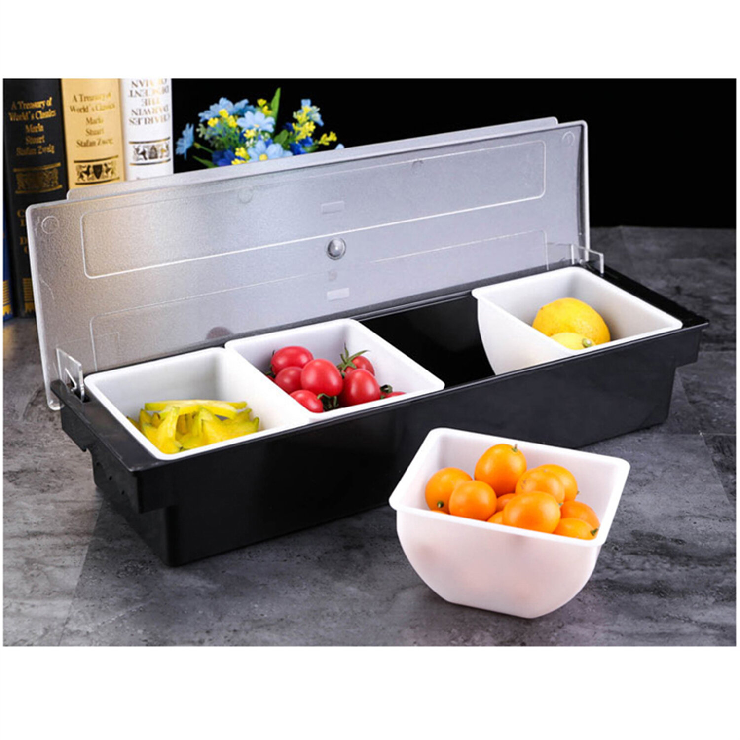 4 Grids Food Fruit Storage Box Portable Compartment Refrigerator