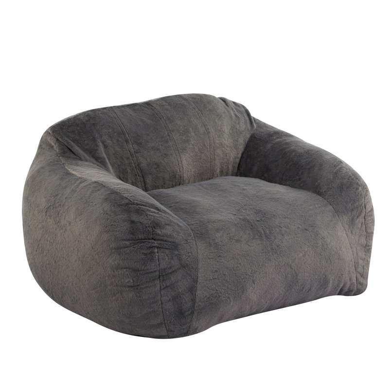 Indoor Bean Bag Chair, Gray Faux Fur