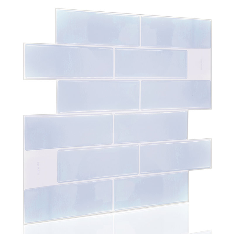 12 pièces de carrelage métro auto-adhésif en gel 6 po x 12 po, Bleu clair