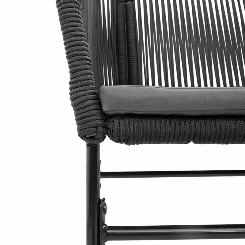Patio Dining Set With Cushions Poly Rattan Glass, 29.1" H x 31.5" W x 31.5" L, 4, Black/Black