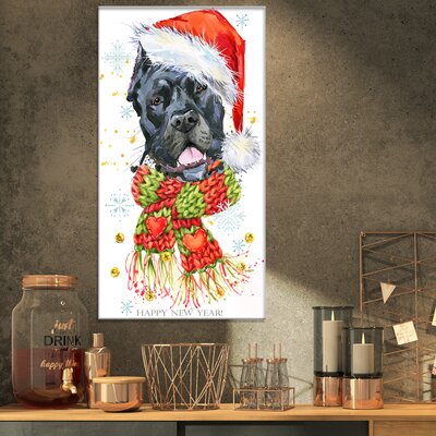 Funny Dog With Santa Hat - Wrapped Canvas Graphic Art Print -  East Urban Home, F2B4B774199D469091665685C6F52BFA