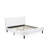 Nolan Platform Bed - Button Tufted Linen White Velvet Fabric Upholstered Headboard & Footboard, Black Legs, King Size-837654679-861073220