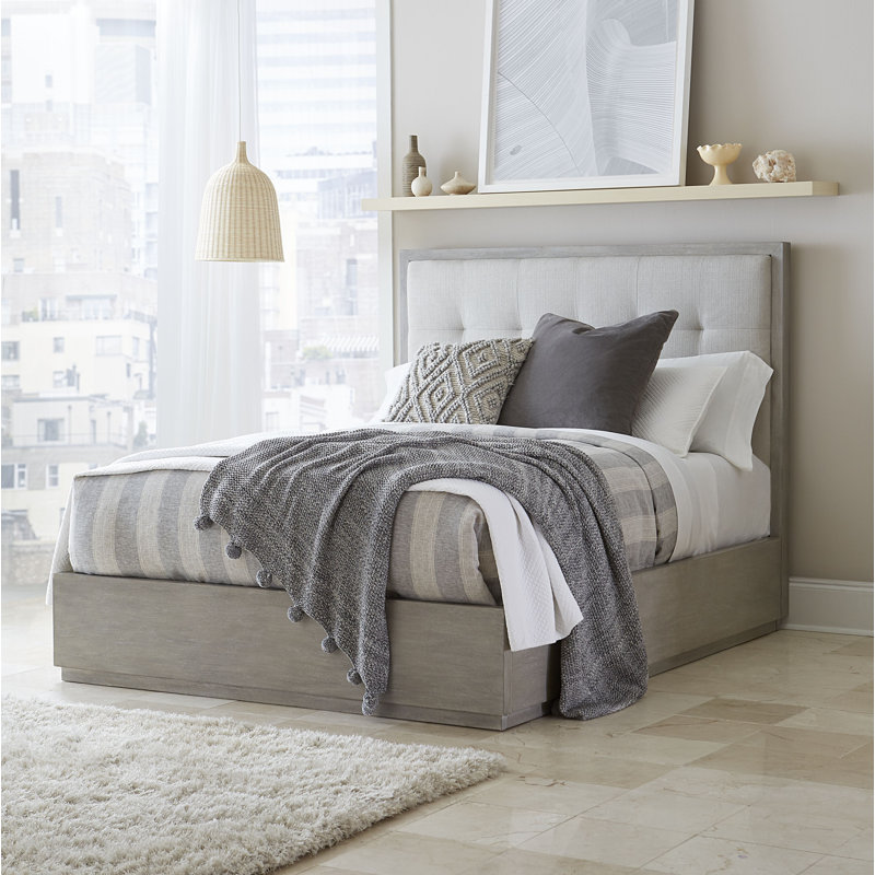 Upholstered Platform Bed, King, White