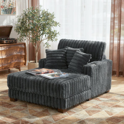 59"D Faux Fur Indoor Chaise Lounge