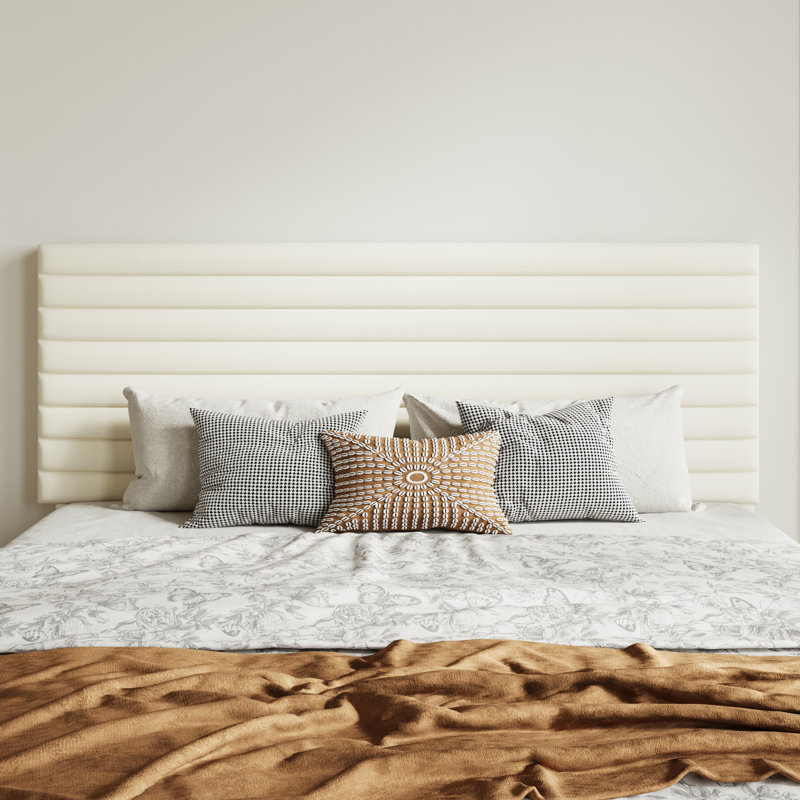 Modern Velvet Upholstered Bed Frame With Adjustable Headboard, Full Size, Queen Size, King Size, No Box Spring Needed, Cream