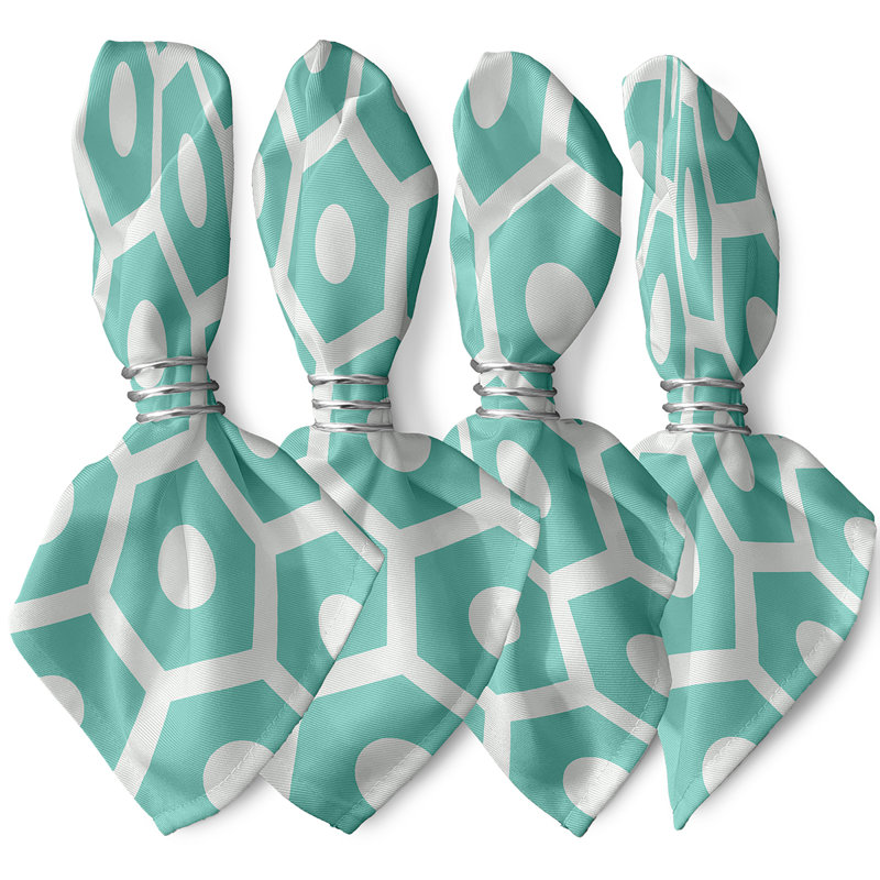 Alyrica Polyester Geometric Square Napkin, 18" W x 18" L, Aqua