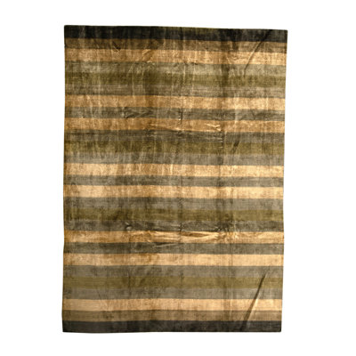 Hand Knotted Wool Striped Area Rug
