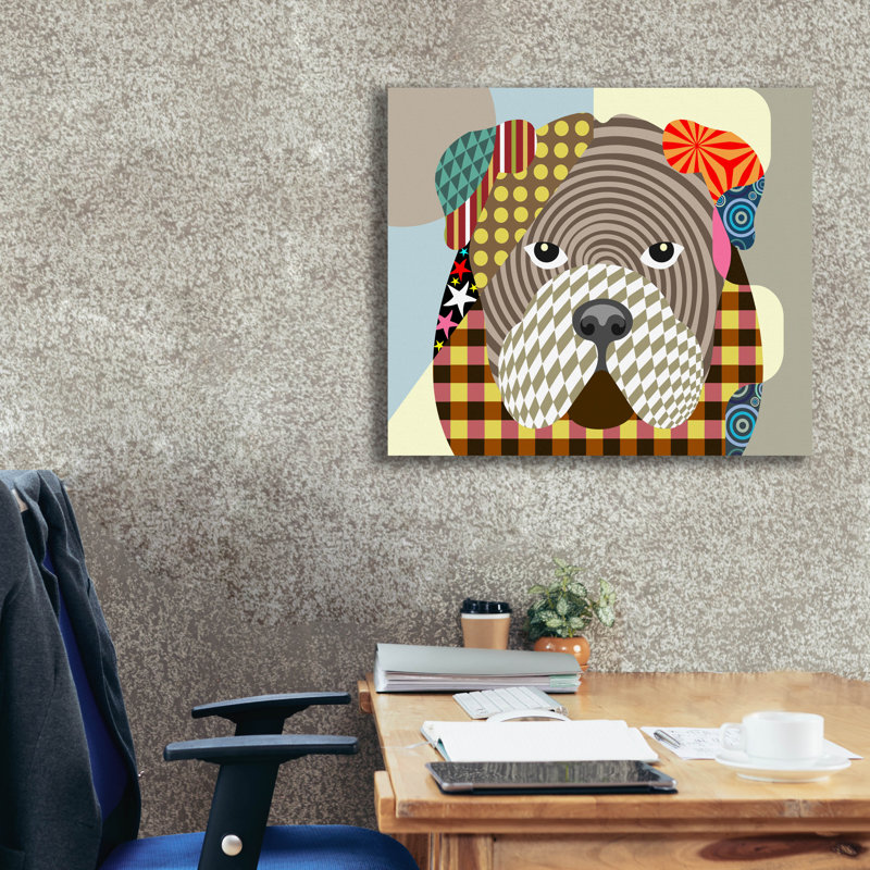 «English Bulldog» par Lanre Adefioyue, H 26 po x l 30 po x P 1,5 po
