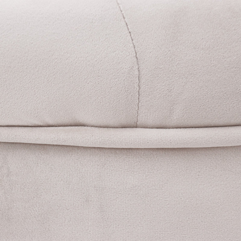 Smpad 32.3 Wide Velvet Tufted Round Ottoman, Beige Velvet
