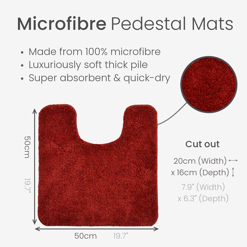 Joyce Microfibre U-Shape Pedestal Mat, Burgundy