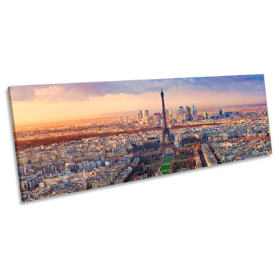 Paris Skyline Eiffel Tower City by Unknow - Wrapped Canvas Panoramic Print