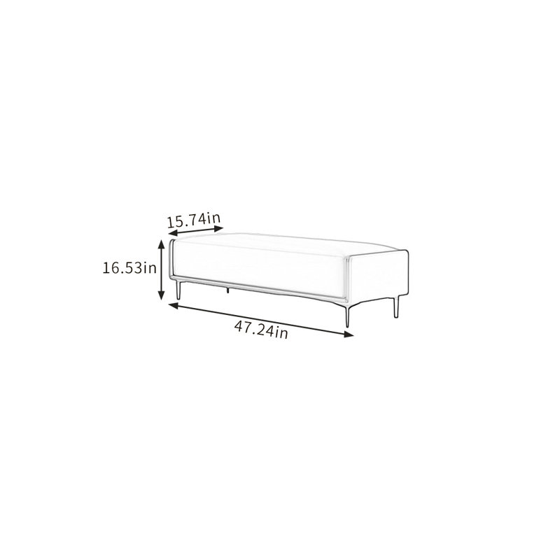 Banc rembourré en similicuir Custom Home, H 16,53 po x l 47,24 po x P 15,74 po, Café / blanc cassé