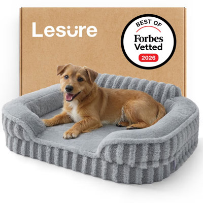 Lesure Cute Dog Beds, Orthopedic Waterproof Pet Bed with Sides, High Back Non-Slip Bottom and Egg-Crate Foam Pet Couch Sofa with Washable Removable Cover