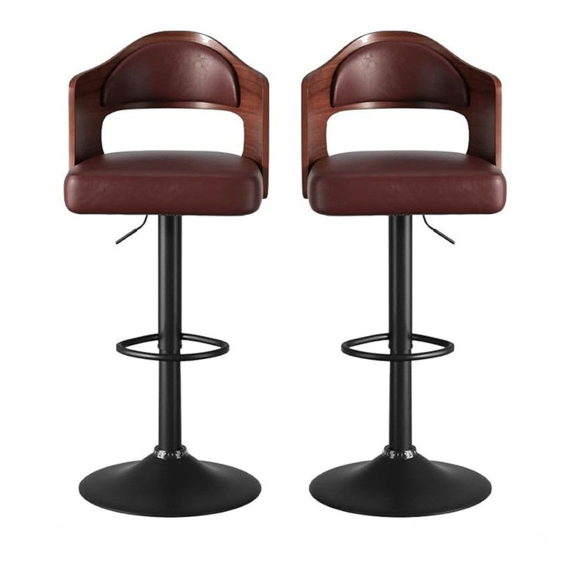 Tabouret de bar stable bicolore à hauteur réglable et à hauteur variable pour utilisation commerciale et hôtelière, Brown