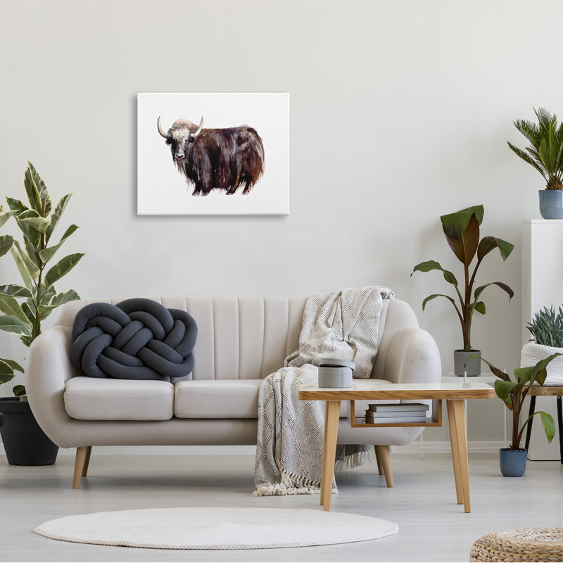 Bétail à poils longs de la ferme Yak par Fox Hollow Studios - Peinture, H 24 po x l 30 po x P 1,5 po, Toile tendue