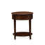 Ensemble de 2 pièces plateforme en bois pour chambre avec lit grand capitonné et 1 table de chevet moderne en acajou antique - Cuir brun avec texture brune et pieds noirs-833296999-833296993