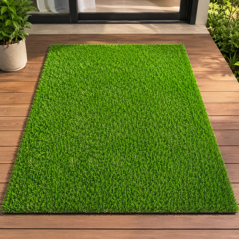 Tapis de gazon artificiel 6 pi x 20 pi avec une hauteur de poils de 0,8 po pour le patio, le balcon et la décoration photo