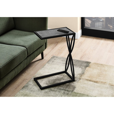 Table d'appoint en stratifié gris et métal noir, contemporaine pour la décoration de la chambre à coucher