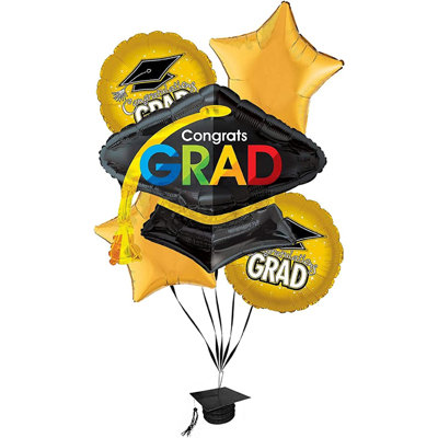 Pmu Graduation Congrats Grad Foil Balloon Bouquet 5Pkg Pkg1