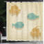 Ensemble de rideau de douche avec crochets et crochets fish and wave-44246573