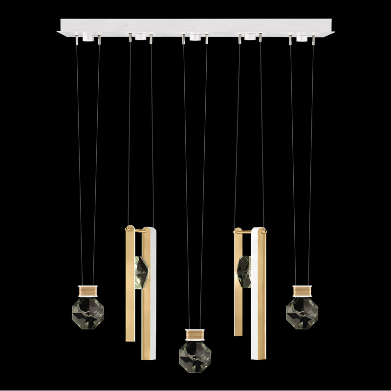Luminaire suspendu linéaire l 43 po Aria, Blanc / doré